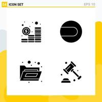 Collection of 4 Universal Solid Icons Icon Set for Web and Mobile vector