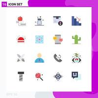 Pictogram Set of 16 Simple Flat Colors of hat fall achievement descent product Editable Pack of Creative Vector Design Elements