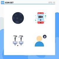 4 iconos planos universales firman símbolos de cámara de joyería lunar candado de grabación móvil elementos de diseño vectorial editables vector