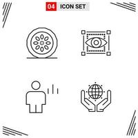 4 Icons Line Style Grid Based Creative Outline Symbols for Website Design Simple Line Icon Signs Isolated on White Background 4 Icon Set vector