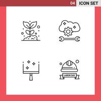 Line Pack of 4 Universal Symbols of agriculture cloud sync settings nature cloud preferences dustpan Editable Vector Design Elements