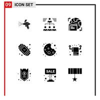 Set of 9 Modern UI Icons Symbols Signs for watch fashion group accessory data Editable Vector Design Elements