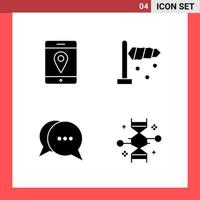 4 Icon Pack Solid Style Glyph Symbols on White Background Simple Signs for general designing vector