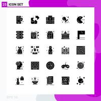 Universal Icon Symbols Group of 25 Modern Solid Glyphs of game pacman first aid nipple baby Editable Vector Design Elements