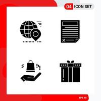 Creative Set of 4 Universal Glyph Icons isolated on White Background vector