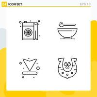 Collection of 4 Universal Line Icons Icon Set for Web and Mobile vector