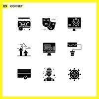 Mobile Interface Solid Glyph Set of 9 Pictograms of limits breaking bug break fix Editable Vector Design Elements