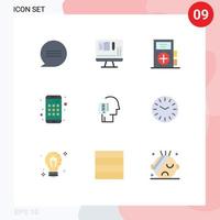 Group of 9 Flat Colors Signs and Symbols for schedule list form human device Editable Vector Design Elements