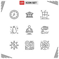 9 Icons Line Style Grid Based Creative Outline Symbols for Website Design Simple Line Icon Signs Isolated on White Background 9 Icon Set vector