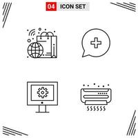 4 Icons Line Style Grid Based Creative Outline Symbols for Website Design Simple Line Icon Signs Isolated on White Background 4 Icon Set vector