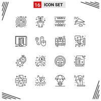 16 Icons Line Style Grid Based Creative Outline Symbols for Website Design Simple Line Icon Signs Isolated on White Background 16 Icon Set vector