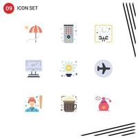 Set of 9 Modern UI Icons Symbols Signs for pc device eid monitor moon Editable Vector Design Elements