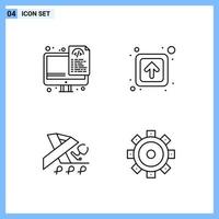 4 Icons Line style Creative Outline Symbols Black Line Icon Sign Isolated on White Background vector