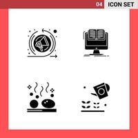 4 Icon Pack Solid Style Glyph Symbols on White Background Simple Signs for general designing vector