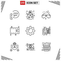 9 Icons Line Style Grid Based Creative Outline Symbols for Website Design Simple Line Icon Signs Isolated on White Background 9 Icon Set vector