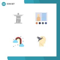 Mobile Interface Flat Icon Set of 4 Pictograms of jesus rain landmark education weather Editable Vector Design Elements