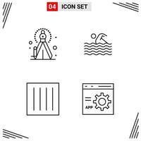 4 Icons Line Style Grid Based Creative Outline Symbols for Website Design Simple Line Icon Signs Isolated on White Background 4 Icon Set vector