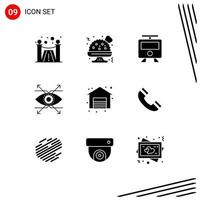 Stock Vector Icon Pack of 9 Line Signs and Symbols for interface sale train shopping vision Editable Vector Design Elements