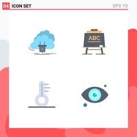 conjunto de 4 paquetes de iconos planos comerciales para elementos de diseño vectorial editables del tiempo del maestro de la red de temperatura de la nube vector