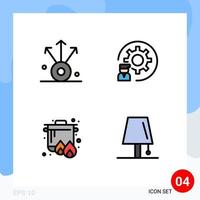 Stock Vector Icon Pack of 4 Line Signs and Symbols for connection camping coding process cooking Editable Vector Design Elements