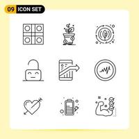 9 Creative Icons for Modern website design and responsive mobile apps 9 Outline Symbols Signs on White Background 9 Icon Pack vector