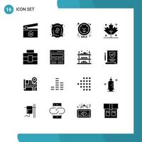 Set of 16 Modern UI Icons Symbols Signs for communication toolbox cyber briefcase thanksgiving Editable Vector Design Elements