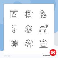 Pack of 9 Modern Outlines Signs and Symbols for Web Print Media such as cash coin transport reil loving Editable Vector Design Elements