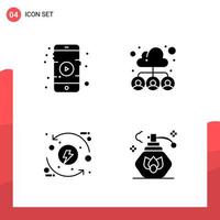 Pack of 4 Universal Glyph Icons for Print Media on White Background vector