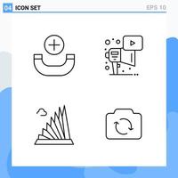 Modern 4 Line style icons Outline Symbols for general use Creative Line Icon Sign Isolated on White Background 4 Icons Pack vector