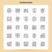 OutLine 25 Interior Design Icon set Vector Line Style Design Black Icons Set Linear pictogram pack Web and Mobile Business ideas design Vector Illustration