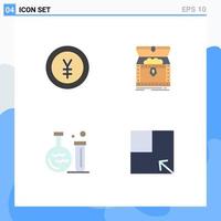 4 User Interface Flat Icon Pack of modern Signs and Symbols of currency tube yen gold lab Editable Vector Design Elements