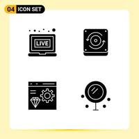 4 Creative Icons Modern Signs and Symbols of broadcasting develop computing app cosmetics Editable Vector Design Elements