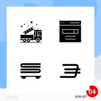 Modern Pack of 4 Icons Solid Glyph Symbols isolated on White Backgound for Website designing vector