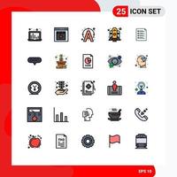 Pictogram Set of 25 Simple Filled line Flat Colors of check startup movie spaceship connect Editable Vector Design Elements