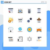 User Interface Pack of 16 Basic Flat Colors of cell mobile marketing payment credit Editable Pack of Creative Vector Design Elements