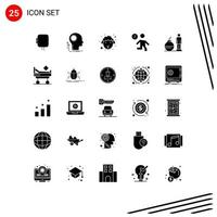 25 Universal Solid Glyph Signs Symbols of time office brainstorming fast sheep Editable Vector Design Elements