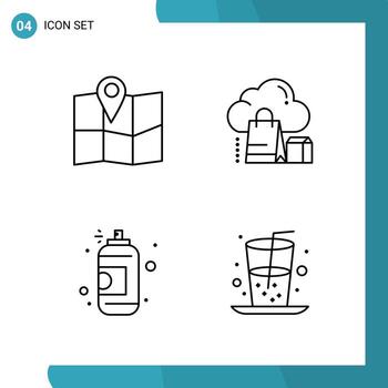 Vector Pack of 4 Outline Symbols Line Style Icon Set on White Background for Web and Mobile