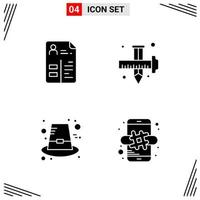 4 Icons Solid Style Grid Based Creative Glyph Symbols for Website Design Simple Solid Icon Signs Isolated on White Background 4 Icon Set vector