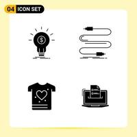 4 Creative Icons for Modern website design and responsive mobile apps 4 Glyph Symbols Signs on White Background 4 Icon Pack vector