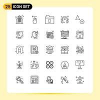 User Interface Pack of 25 Basic Lines of cursor add folder internet of things helpdesk Editable Vector Design Elements
