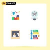 4 User Interface Flat Icon Pack of modern Signs and Symbols of box startup jigsaw puzzle innovation image Editable Vector Design Elements