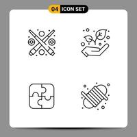 4 Black Icon Pack Outline Symbols Signs for Responsive designs on white background 4 Icons Set vector