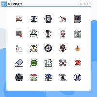 Set of 25 Modern UI Icons Symbols Signs for data line web sketch drawing Editable Vector Design Elements