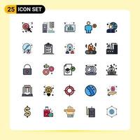 Set of 25 Modern UI Icons Symbols Signs for user human map body add Editable Vector Design Elements