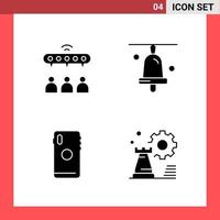 4 Icon Pack Solid Style Glyph Symbols on White Background Simple Signs for general designing vector