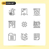 Set of 9 Modern UI Icons Symbols Signs for hash tag working desk board office desk desk Editable Vector Design Elements