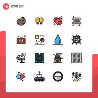 conjunto de 16 iconos modernos de la interfaz de usuario signos de símbolos para el kit médico carrete de primeros auxilios favorito elementos de diseño de vectores creativos editables