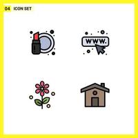 Set of 4 Modern UI Icons Symbols Signs for beauty nature fashion webpage house Editable Vector Design Elements