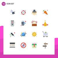 Modern Set of 16 Flat Colors and symbols such as extension tv jewelry remote vegetable Editable Pack of Creative Vector Design Elements