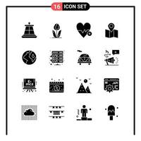 Set of 16 Solid Style Icons for web and mobile Glyph Symbols for print Solid Icon Signs Isolated on White Background 16 Icon Set vector